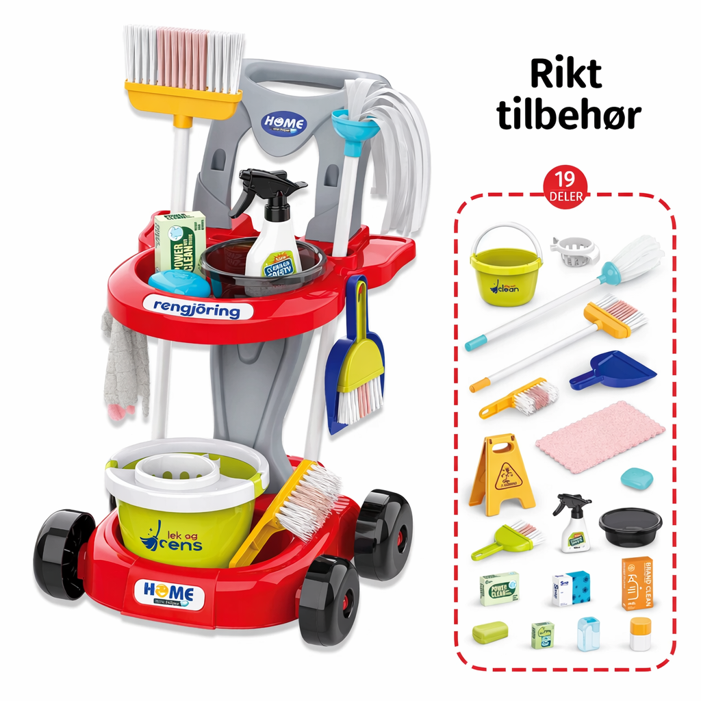 Miniren Lek &amp; Learn städvagn