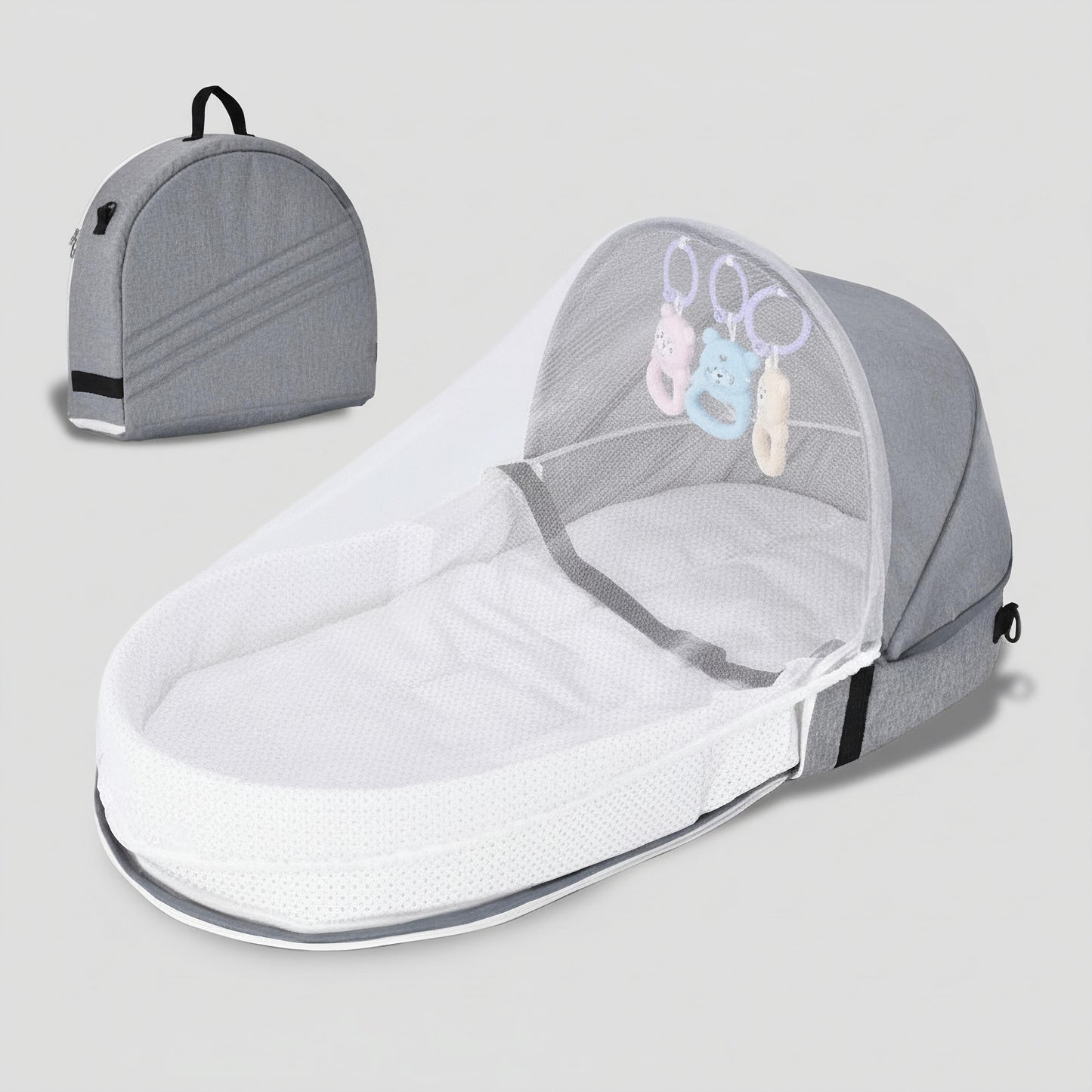 Bärbar resesäng för babyn